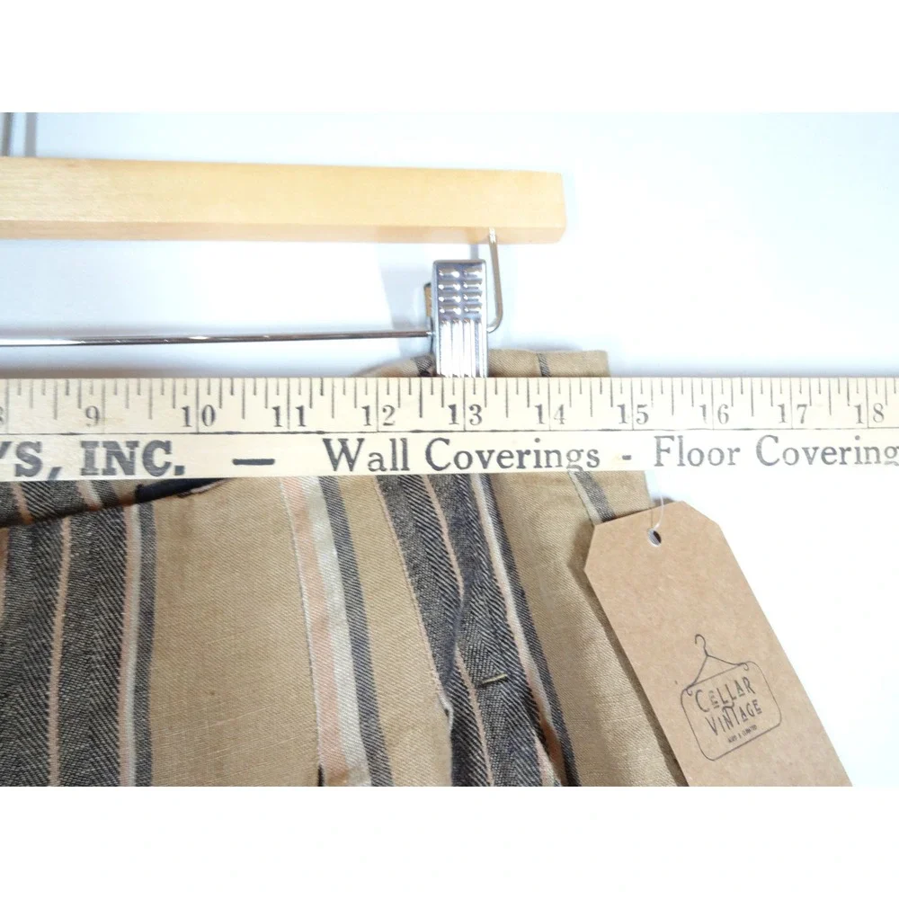 VTG Banana Republic Wide Leg Pants Womens S Tan Striped Linen Coastal Trousers